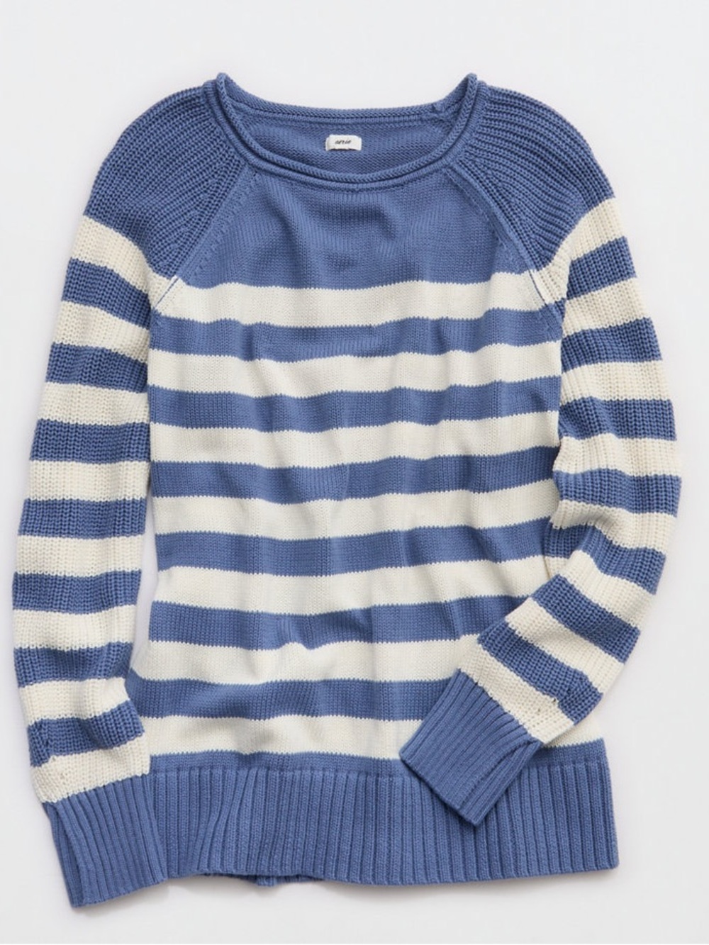 Aerie Bistro Sweater Striped Blue White Viral Small 100% Cotton